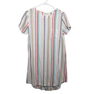 Cloth & Stone Dress Women's Small Striped Shift Short Sleeve Boho Preppy